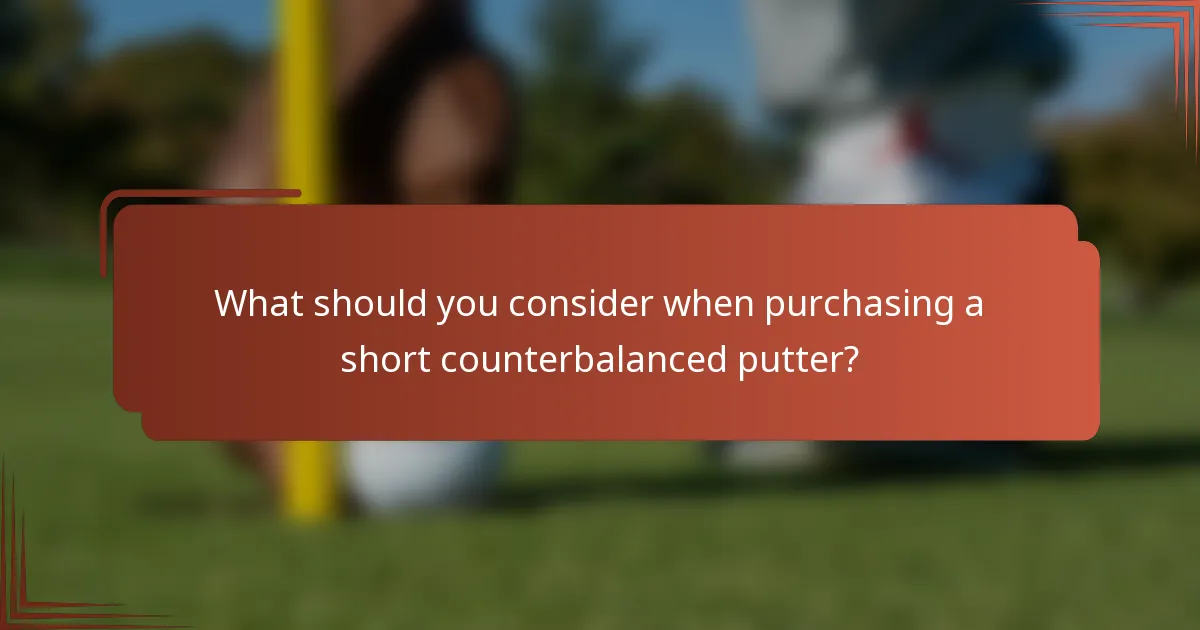 What should you consider when purchasing a short counterbalanced putter?